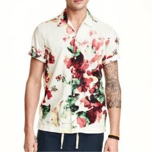 H&M Floral Printed Lined Blend Shirt
